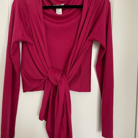 Garnet Hill Sweater|Cardigan Open Front Wrap Tie at Waist SilkCottonBlend Size S - Picture 4 of 9